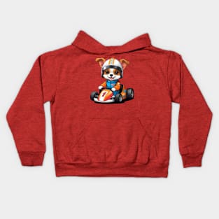 Cute Dog in Race Car Illustration Kids Hoodie